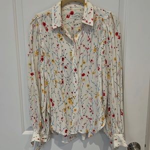 Equipment White Dainty Floral Print Button Down